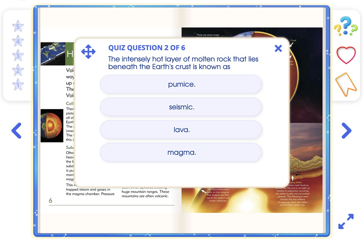 Example of a comprehension quiz in Reading Eggs’ nonfiction books