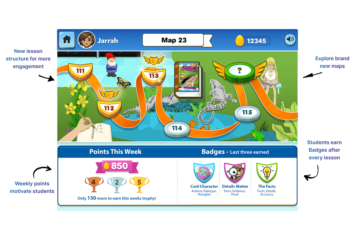 Screenshot of the new Reading Eggspress features